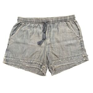 SAKS Fifth Avenue 100% Lyocell Shorts, with Fringe Accents & Drawstring, Size L